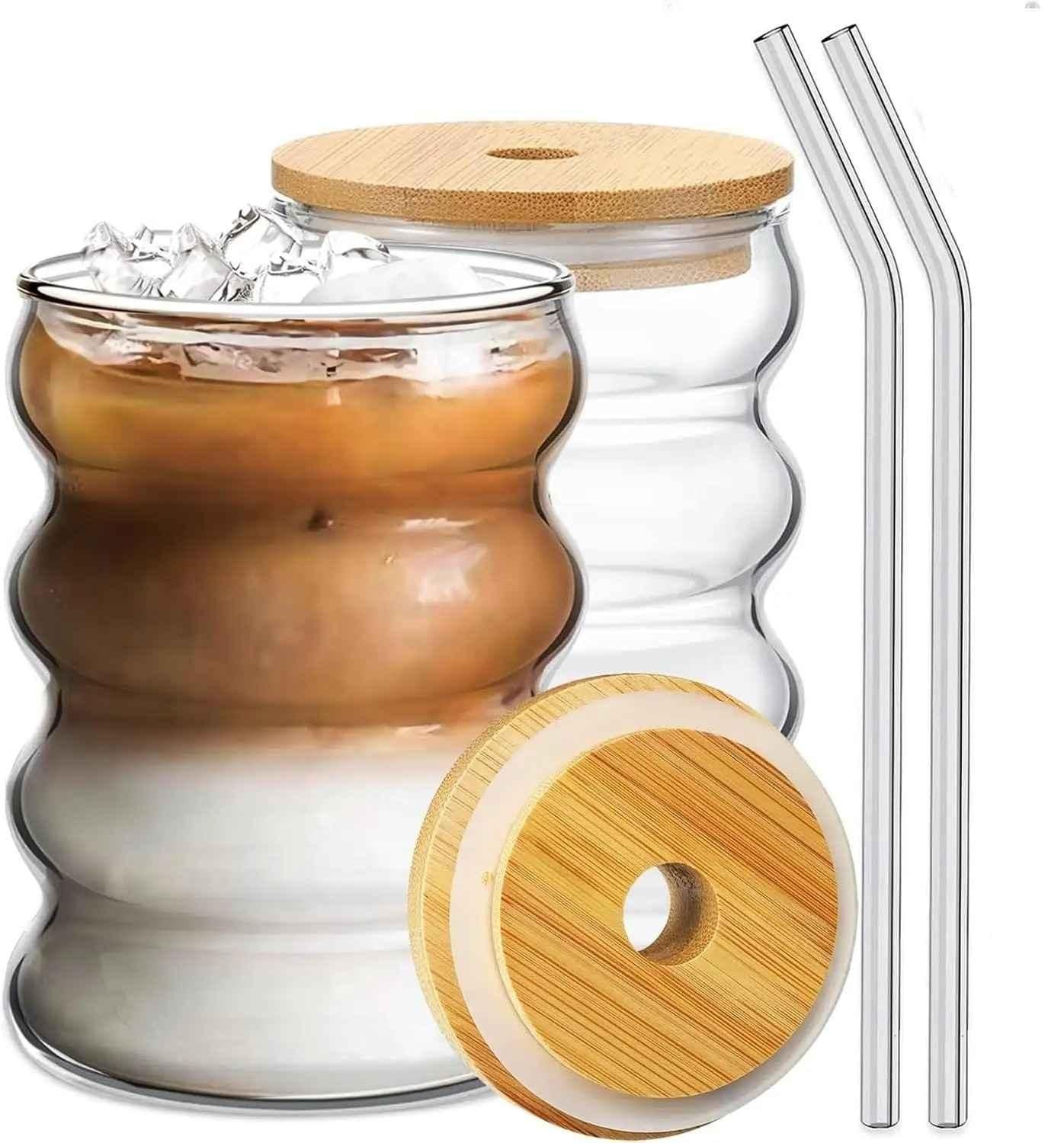 Wave Shape Glass with wood cap