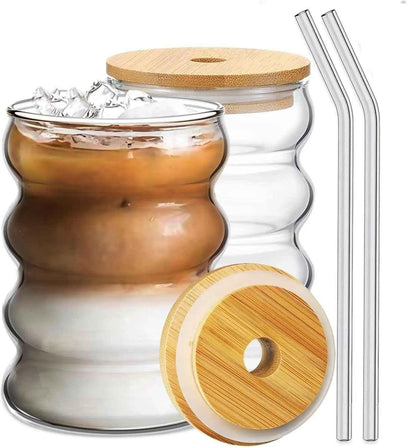 Wave Shape Glass with wood cap